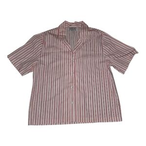 Vintage Red And Whute Striped Button Up